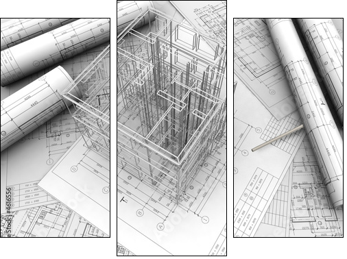 Plany budynku – architektoniczne dzieło stworzenia
 - Obraz trzyczęściowy, Tryptyk