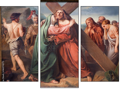 Brussels - Jesus under cross and Mary  - Obraz trzyczęściowy, Tryptyk