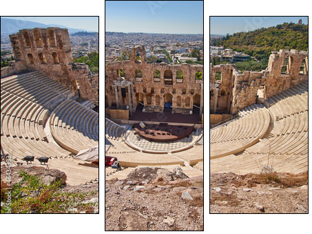 ancient theatre under Acropolis of Athens, Greece  - Obraz trzyczęściowy, Tryptyk