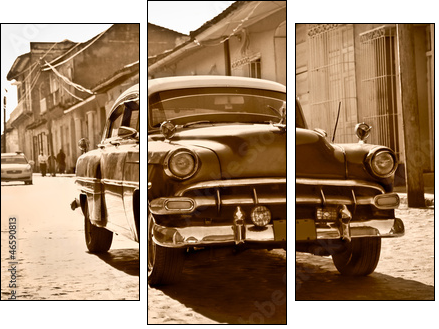 Classic Chevrolet  in Trinidad, Cuba  - Obraz trzyczęściowy, Tryptyk