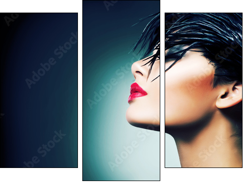 Fashion Art Portrait Of Beautiful Girl. Vogue Style Woman  - Obraz trzyczęściowy, Tryptyk