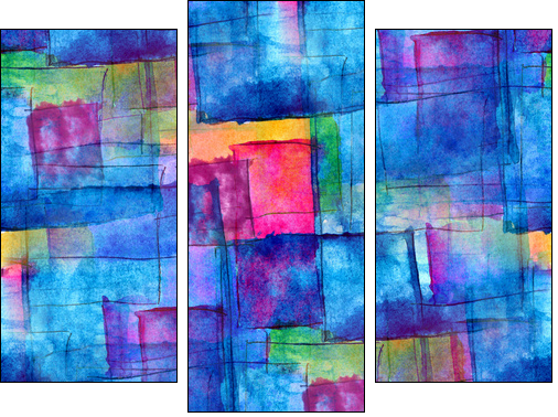 seamless blue cubism abstract art texture watercolor wallpaper b - Obraz trzyczęściowy, Tryptyk