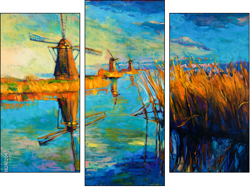 Windmills  - Obraz trzyczęściowy, Tryptyk