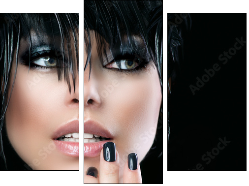 Fashion Art Portrait Of Beautiful Girl. Vogue Style Woman  - Obraz trzyczęściowy, Tryptyk
