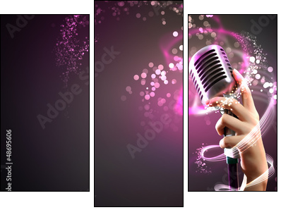audio microphone retro style  - Obraz trzyczęściowy, Tryptyk