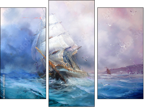 Seascape Sea breeze  - Obraz trzyczęściowy, Tryptyk