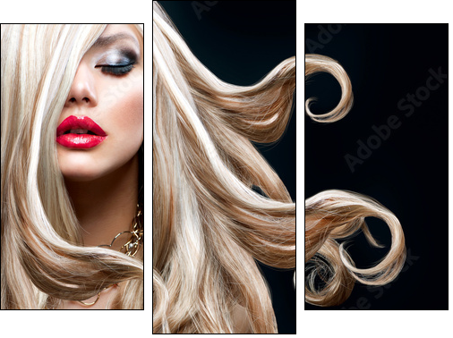 Blond Hair. Beautiful Sexy Blonde Girl  - Obraz trzyczęściowy, Tryptyk