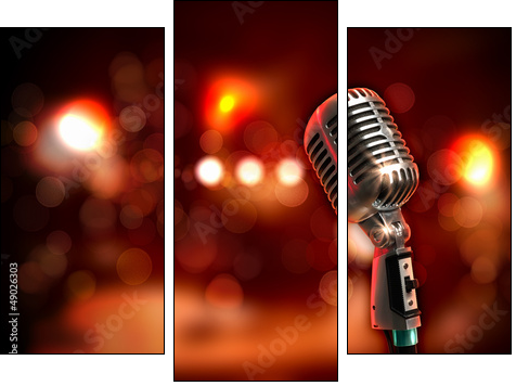 audio microphone retro style  - Obraz trzyczęściowy, Tryptyk