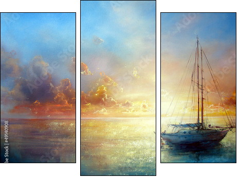Seascape Pier  - Obraz trzyczęściowy, Tryptyk