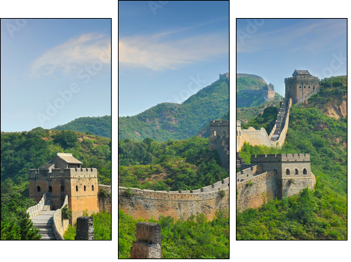 Great Wall of China in Summer with beautiful sky  - Obraz trzyczęściowy, Tryptyk