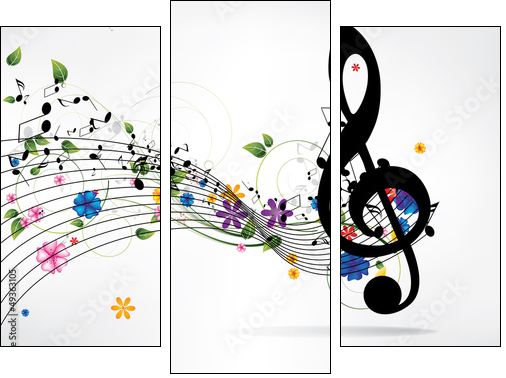 Musical abstract background  - Obraz trzyczęściowy, Tryptyk