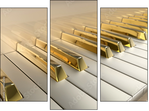 Gold Piano  - Obraz trzyczęściowy, Tryptyk
