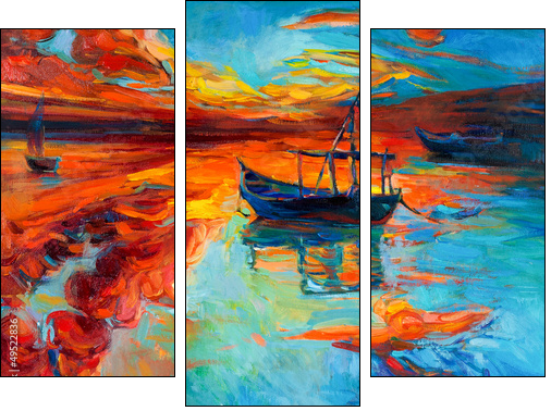 Boats  - Obraz trzyczęściowy, Tryptyk