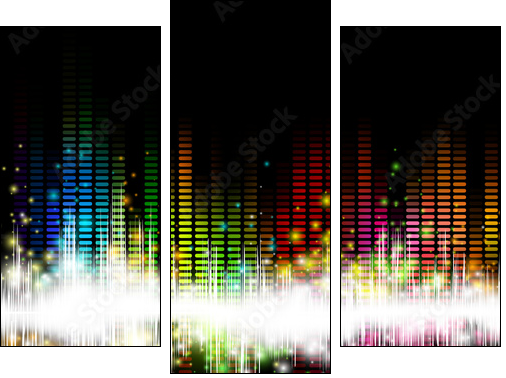 Vector Illustration of a Colorful Music Equalizer  - Obraz trzyczęściowy, Tryptyk