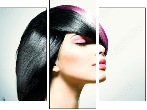 Fashion Hair. Hairstyle  - Obraz trzyczęściowy, Tryptyk
