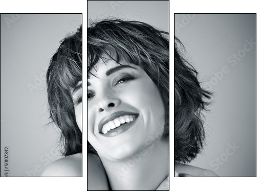 Photo of beautiful laughing woman  - Obraz trzyczęściowy, Tryptyk