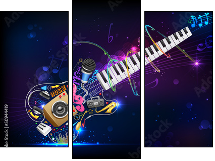 Music Background  - Obraz trzyczęściowy, Tryptyk