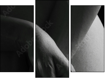 nu artistique femme noir et blanc mains  - Obraz trzyczęściowy, Tryptyk