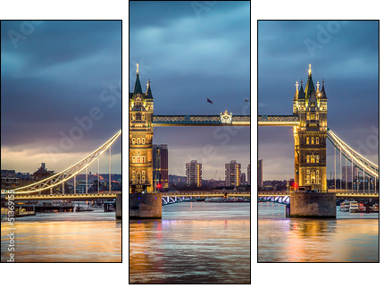 Tower bridge sunset - Obraz trzyczęściowy, Tryptyk