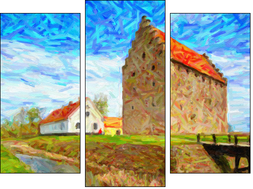 Glimmingehus Castle Painting  - Obraz trzyczęściowy, Tryptyk