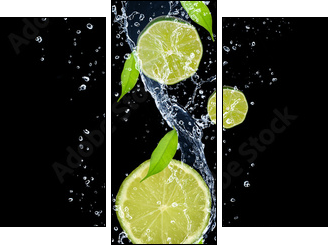 Limonki w soczystym anutrażu - Obraz trzyczęściowy, Tryptyk