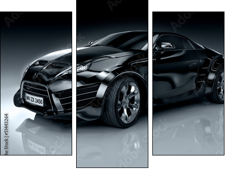 Brandless sports car  - Obraz trzyczęściowy, Tryptyk