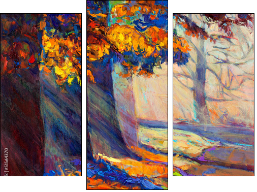 Autumn forest  - Obraz trzyczęściowy, Tryptyk