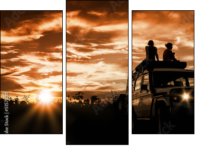 adventure sunset  - Obraz trzyczęściowy, Tryptyk