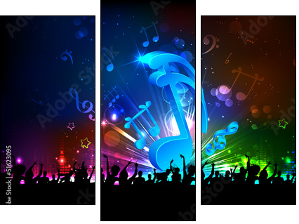 Musical Party Background  - Obraz trzyczęściowy, Tryptyk