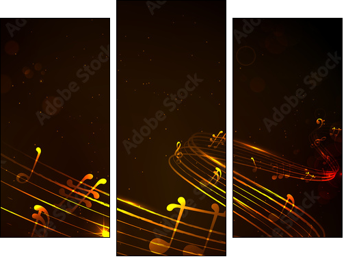 Colorful Musical Note Background  - Obraz trzyczęściowy, Tryptyk