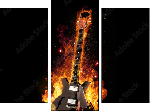 E Gitarre unter Feuer  - Obraz trzyczęściowy, Tryptyk