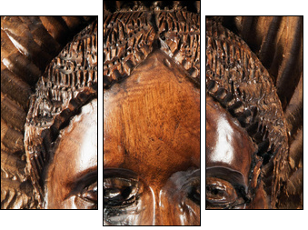 Carved face in the wood  - Obraz trzyczęściowy, Tryptyk