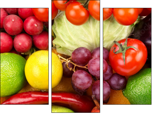 Raj owocowo - warzywny - Obraz trzyczęściowy, Tryptyk