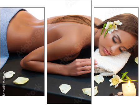 female during luxurious procedure of massage  - Obraz trzyczęściowy, Tryptyk