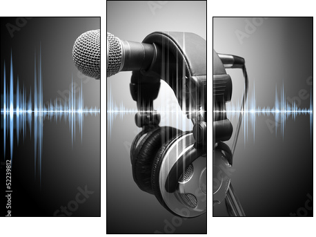 concepto de musica y grabacion en estudio  - Obraz trzyczęściowy, Tryptyk