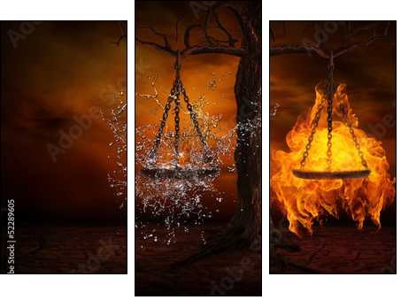 Balance between fire and water  - Obraz trzyczęściowy, Tryptyk