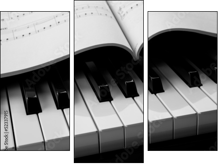 Piano keys and musical book  - Obraz trzyczęściowy, Tryptyk
