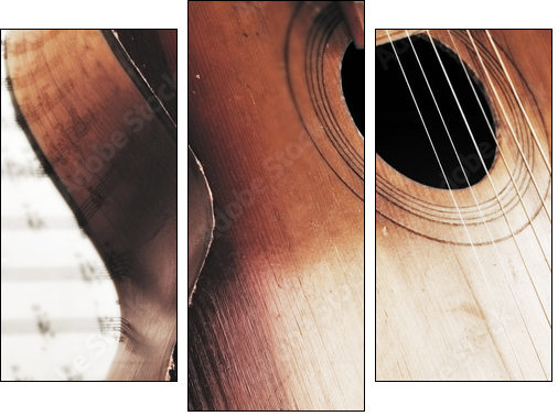 Acoustic guitar  - Obraz trzyczęściowy, Tryptyk