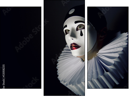 Pierrot mask  - Obraz trzyczęściowy, Tryptyk