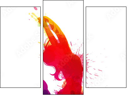 Dancing girl with grungy splashes  - Obraz trzyczęściowy, Tryptyk