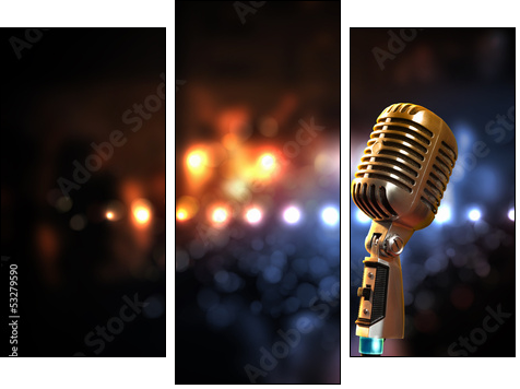 audio microphone retro style  - Obraz trzyczęściowy, Tryptyk