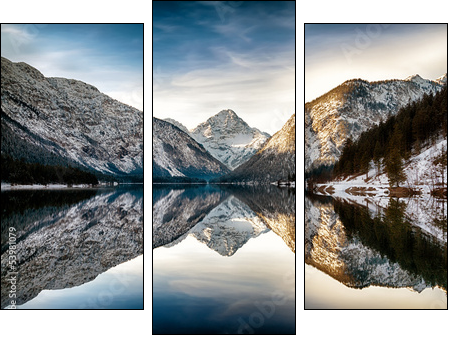 Reflection at Plansee (Plan Lake), Alps, Austria  - Obraz trzyczęściowy, Tryptyk