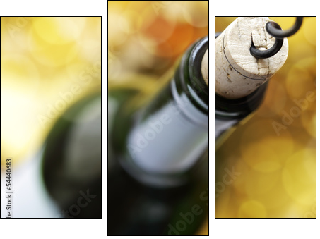 Cork screw and wine bottle  - Obraz trzyczęściowy, Tryptyk