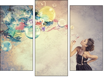 Creative fashion with soap ball  - Obraz trzyczęściowy, Tryptyk
