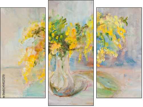 Mimosa bouquet  - Obraz trzyczęściowy, Tryptyk