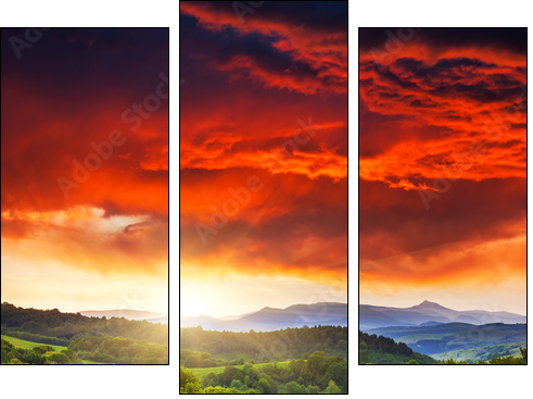 mountain landscape  - Obraz trzyczęściowy, Tryptyk