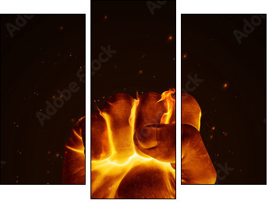 Fire fist  - Obraz trzyczęściowy, Tryptyk
