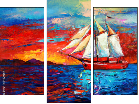 Sail ship  - Obraz trzyczęściowy, Tryptyk