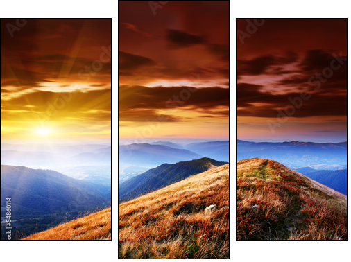 mountain landscape  - Obraz trzyczęściowy, Tryptyk