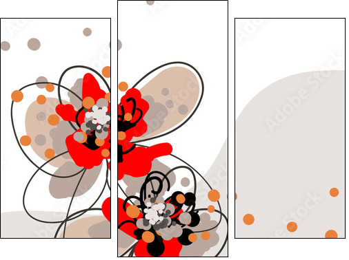 floral background  - Obraz trzyczęściowy, Tryptyk